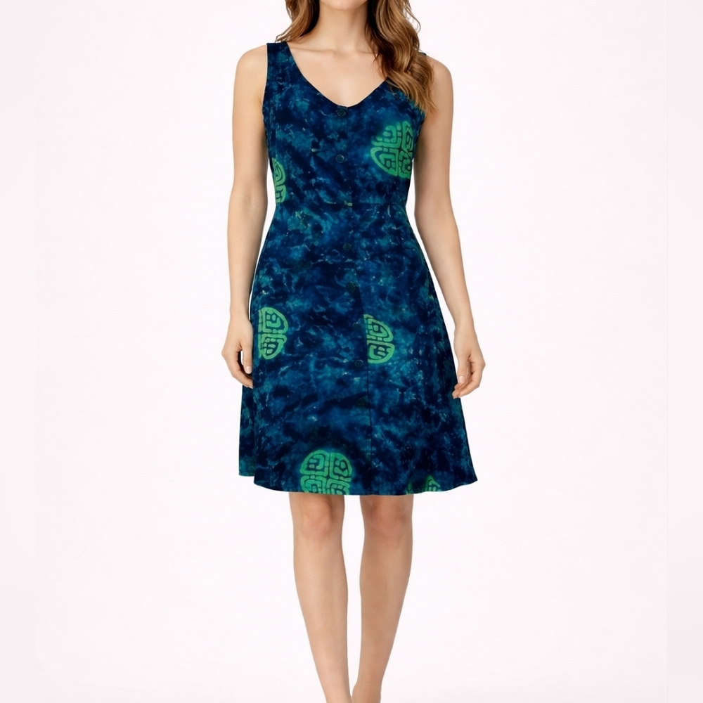 GLOBAL EXPRESSIONS Celtic Marble Batik Shirt Tank Festival Dress